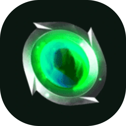 Herospin symbole circulaire vert avec énergie magique